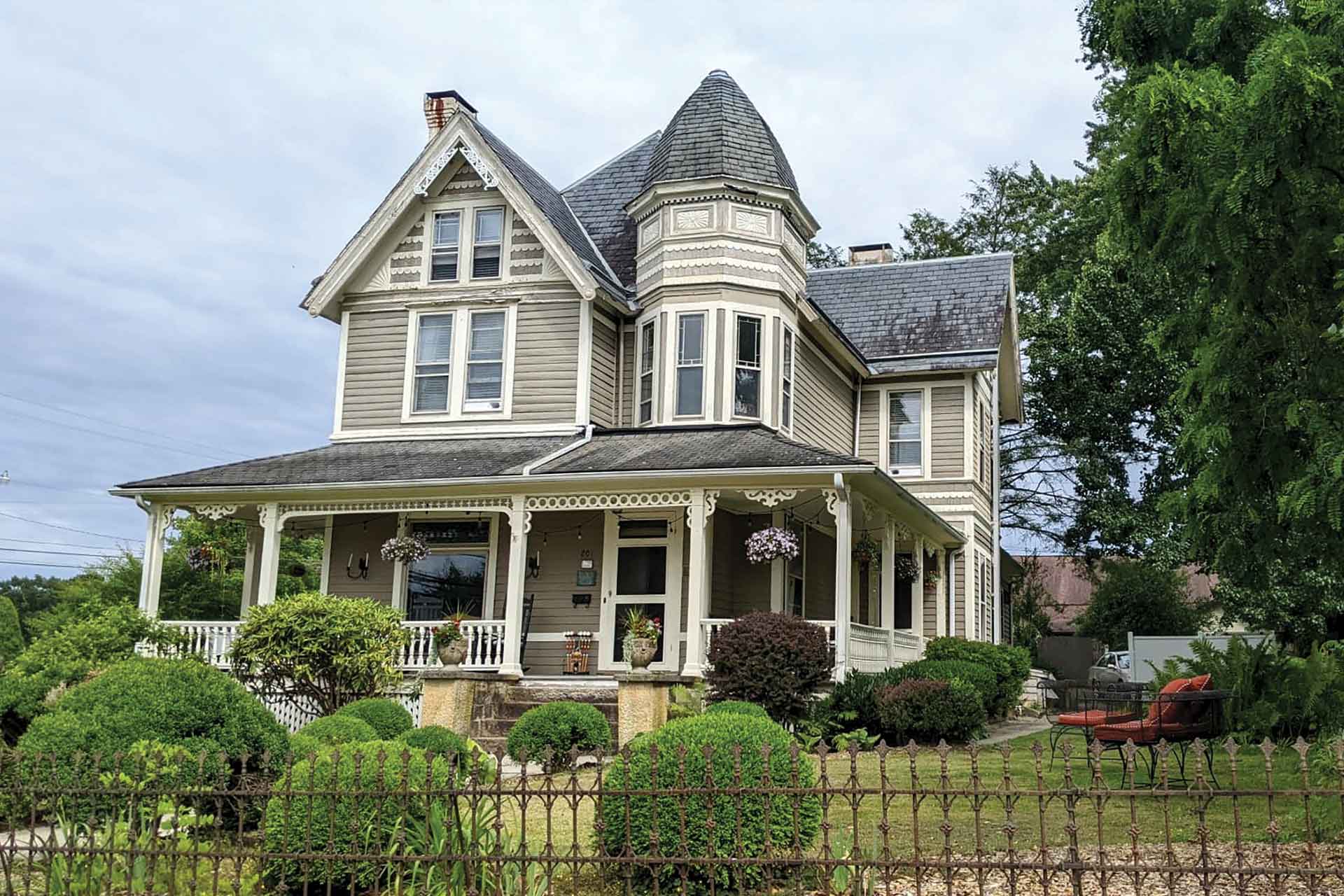 A grand, Victorian-style home.