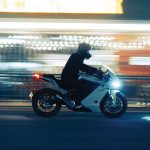 Stock image of a zero electric motorcycle